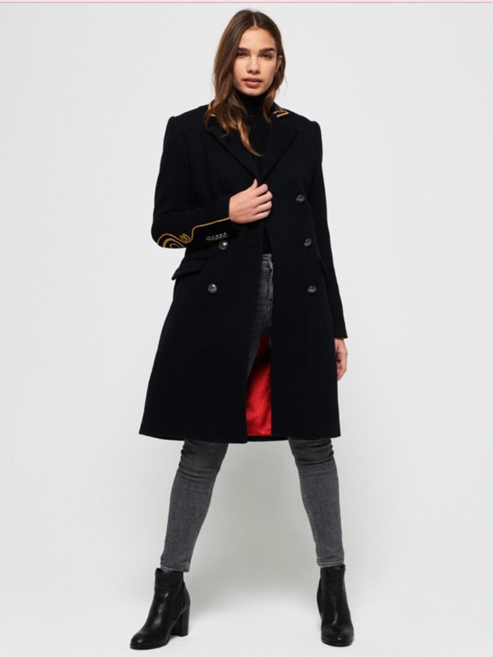 Super Dry Goods Duchess Long Wool Coat Black Size 6